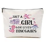 Dinosaur Makeup Bag Dinosaur Gifts for Girls Women Gifts for Adults Dinosaur Stuff Merch Animal Lover Funny Birthday Christmas Gift for Her Daughter Sister Bestie Just A Girl Who Loves Dinosaurs