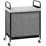 STORAGE MANIAC Rolling Laundry Basket with Wheels 2-Section Laundry Sorter Rolling Laundry Hamper on Wheels Laundry Cart with Removable Bag Clothes Hamper Laundry Organizer Bathroom Bedroom 100L Grey