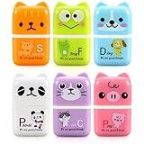 6 Pack Erasers for Kids, Cute Erasers with Cover and Roller, Pencil Rubber Erasers for Party Favors Gift Supplies (Model B)