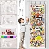 The Original Stuffed Animal Storage (Patented) - Over Door Organizer for Stuffies, Baby Ideas Holder, Toy Plush Storage/Hammock Hanging Storage Net Big Girls Toddler Large Bag Animals Stuffy Behind