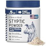 Chew + Heal Labs Styptic Powder for Dogs - 1.5 oz Quick Stop Bleeding for Dogs Nails & Animal Cuts - Blood Stop Clotting Powder & Wound Care