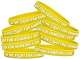 In the Fight for Someone I Love Silicone Wristband Bracelet for Endometriosis, Bone Cancer, Sarcoma Awareness (10 Pack) - Yellow
