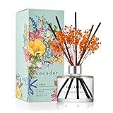COCODOR Flower Reed Diffuser Set / 6.7oz / Dark Vanilla&Sandalwood/Scent Diffuser with Sticks Home Fragrance Reed Diffuser for Bathroom Shelf Decor
