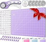 Rotary Cutter Set pink - Quilting Kit incl. 45mm Fabric Cutter, 5 Replacement Blades, A3 Cutting Mat, Acrylic Ruler and Craft Clips - Ideal for Crafting, Sewing, Patchworking, Crochet & Knitting x