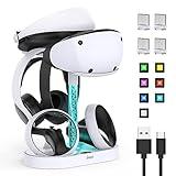 FASTSNAIL Charging Stand for PlayStation VR2, Multifunctional PS VR2 Headset & Sense Controllers Charge Dock Station with 10 RGB Light Modes of Memory, Storage Base Gaming Accessories for PS5 VR2