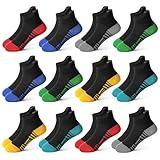 ZERULETS Kids Socks Boys Sock, 12 Pairs Ankle Athletic Low Cut Sport Short Socks for Boys Girls Toddler 1-14 Years(Multicolored-a, 10-14 Y)