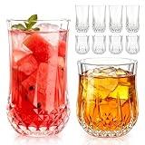 Ruckae Drinking Glasses Set of 8,11 oz and 7 oz Kitchen Water Glass Cups Set,Clear Curvature Glassware Dishwasher Safe,Mixed Drinkware for Beer,Juice,Cocktail,Whiskey,Milk and Various Mixed Drinks