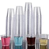 Zcaukya 100 Shot Glasses, 1oz Clear Plastic Disposable Hard Cups, Mini Cups Great Container for Sauce, Sample Tasting, Jello Shots, Pudding