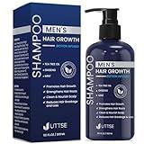 Uttse Biotin Hair Growth Shampoo for Men: Natural Thickening Shampoo with Tea Tree Oil Ginseng Mint for Hair Loss and Thinning Hair - 10.1 fl.oz, Dark Blue