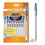 BIC Cristal Xtra Smooth Ballpoint Pen, Medium Point (1.0mm), Blue, 10-Count