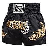 Muay Thai Shorts Boxing Fight Kickboxing Grappling Training Workout Gym Shorts for Men Women Kids (as1, Alpha, m, Regular, Regular, Black 01)