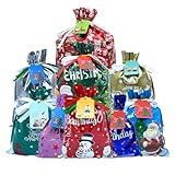 ANTOWIN 37PCS Christmas Gift Bags with Tags, Assorted Sizes, Christmas Foil Gift Wrapping Sacks Pouches for Presents Party Favor, Birthday Gift Bags, Reusable Gift Bags