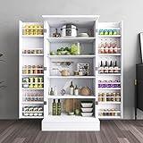 Jehiatek 47” Kitchen Pantry Cabinet, White Freestanding Buffet Cupboards Sideboard with Doors & Adjustable Shelves, Kitchen Pantry Storage Cabinet for Kitchen, Living Room and Dinning Room