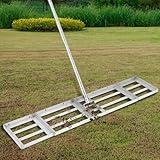 Lawn Leveling Rake 30 Inch - Stainless Steel Landscape Rake with 6FT 180°Rotating Steel Handle,Level Soil Sand Dirt Ground Surfaces Easily,30"×10"