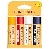 Burt's Bees Lip Balm Stocking Stuffers, Moisturizing Lip Care Christmas Gifts, Original Beeswax, Strawberry, Coconut & Pear, Vanilla Bean with Fruit Extracts, Natural Origin Lip Care (4-Pack)