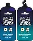 First Botany, Peppermint Rosemary Hair Regrowth and Anti Hair Loss Shampoo and Conditioner Set - Daily Hydrating, Detoxifying, Volumizing Shampoo and Fights Dandruff For Men and Women 16 fl oz x 2