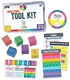 Carson Dellosa 30-Piece Be Clever Wherever Grades 4-5 Mathematics Tool Kit, Sticker Chart, Spin Wheel, Counting Cubes, and More Math Manipulatives Covering Multiplication and Fractions