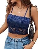 Avidlove Lace Lingerie for Women Basic Spaghetti Strap Tank Top (Navy Blue Large)