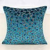 Alerfa Blue Floral Throw Pillow Cover 18 x 18 Inch Cut Velvet Sqaure Luxury Decorative Pillow Cover for Couch Living Room Bedroom