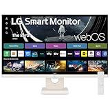 LG 27SR50F-W Smart Monitor 27-Inch FHD (1920x1080) IPS Display, webOS 23, HDR 10, x2 Built-in Speakers, AirPlay 2, Screen Share, Bluetooth, ThinQ App, Remote Control, White