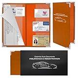Autostyle - Corner Guard Insurance Card Registration Document Holders | Premium Wallet with Magnetic Closure (Tangerine)