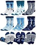 Maiteenly 6 Pairs Funny Ski Crew Socks Novelty Skiing Gift Socks Winter Snowboarding Gift for Ski Lovers Skiers Men Women (Men's Novel Color)