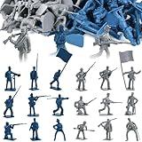 LovesTown 80PCS Army Men Toy Soldiers, Plastic Civil War Army Men Military Action Figures Plastic Toy Soldiers for Kids Blue Grey Army Toys for Kids Classroom Projects History Class Lessons