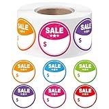 YHNTGB 600 PCS Colorful Sale Stickers Yard Sale Stickers with Dollar Sign Sale Discount Labels for Retail Store Clearance Promotion Deals Discount Price Marking Blank Sale Tags 2 Inch