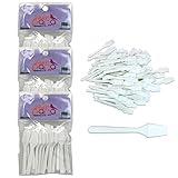 Beauticom Pana Brand (White Color) (3 Packs of 25pcs = 75 Pieces) Cosmetic Make Up Disposable Plastic 2.5" Spatulas Skin Care Facial Cream Mask Spatula