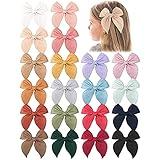 Niceye Fable Girls Hair Bows Cotton Linen Alligator Hair Clips or Little Girls Toddlers Kids Neutral Handmade Hair Accessories - 4.5” bow