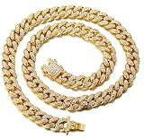 Halukakah Gold Chains for Boys - TYCOON JUNIOR - Kid's 14MM Diamond Cuban Link Chain,18k Real Gold Plated Necklace 16",Prong Set Lab Diamonds,Fits Ages 8-16 Y/O. Comes with Giftbox