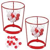 2 Pack Head Hoop Basketball Party Game for Kids and Adults, Adjustable Basket Net Headband with 20 Balls for Carnival Party Birthday Party Family Indoor Outdoor Game