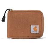 Carhartt Men's Casual Canvas Zip, Durable Zippered Wallets, Brown, One Size