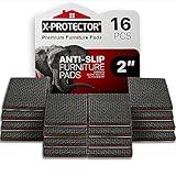 X-PROTECTOR Non Slip Furniture Pads - 16 Premium Furniture Grippers 2"! Self-Adhesive Rubber Feet Furniture Feet - Ideal Non Skid Furniture Pad Floor Protectors - Keep Furniture in Place!