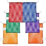 Champion Sports Mesh Sports Equipment Bag- Assorted Set of 6, 12" X 18"- Multipurpose, Nylon Drawstring Bag with Lock and ID Tag, for Balls, Swimming Gear, Laundry, Toys - Breathable Stuff Sack