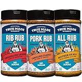 Hall of Fame Pitmaster Ed Mitchell's Award Winning Signature Pitmaster Carolina-Style BBQ Rub Combo 3-Pack from True Made Foods - Genuine Mitchell Family Recipe, Ideal for Ribs, Pork, Chicken & More - BBQ Seasoning Trio From Wilson, NC, 11.5oz Rib Rub