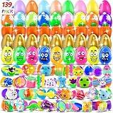 139 Pack Prefilled Easter Eggs with Toys Inside, Plastic Eggs Fillers Basket Stuffers Easter Eggs Hunt Games Party Favors Save Time Gifts