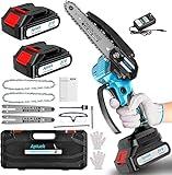 Mini Electric Chain Saw, GUIFIN 6 Inch Cordless Chainsaw, 2 Pcs Rechargeable Battery, Compact One-Hand Use And Auto Lubrication System, Double Safety Lock, Home Improvement, Garden & Orchard Pruning