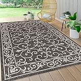 JONATHAN Y SMB106G-8 Charleston Vintage Filigree Textured Weave Indoor Outdoor Area Rug Classic Coastal Easy Cleaning Bedroom Kitchen Backyard Patio Non Shedding, 8 X 10, Black/Gray