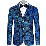 MAGE MALE Men's Dress Party Floral Suit Jacket Notched Lapel Slim Fit Two Button Stylish Blazer