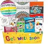 GET WELL GIFT Basket, package for Adults or kids Men, women, boy or girl Care package, Feel better soon for home or hospital, after surgery w/Balloon, candy & snacks & greeting card, Sympathy Gift