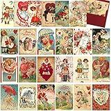 24 Pcs Vintage Valentine's Cards Valentine's Day Cards with Envelopes Retro Victorian Valentine Cards Assorted Greeting Cards for Classroom Exchange Wedding Engagement Anniversary (Kids Style)