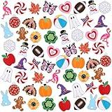Hoteam 60 Pcs Holiday Enamel Pins Bulk Seasonal Summer 4th of July Fall Halloween Lapel Pin Flamingo Apple Ghost Football Brooch Badge for Backpack Hat Clothes Party Favor DIY Crafts Gift Decor