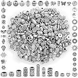 350 Pcs Silver Spacer Beads for Jewelry Making, Mixed Bulk Random Styles Metal Beads for Bracelets, Necklace, Earring Jewelry Making