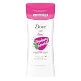 Dove Teens Deodorant Stick Strawberry Sparkle, for gentle underarm care, 48-hour odor protection and aluminum free deodorant, 2.6 oz