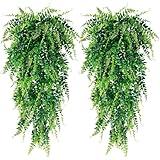 Sggvecsy 4 Pack Artificial Hanging Plants Fake Hanging Plant Faux Hanging Boston Ferns Fake Ivy Vines Greenery UV Resistant Plastic Plants for Indoor Outdoor Room Wall Wedding Patio Porch Decor