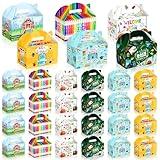 Dunzoom 24 Pcs Back to School Party Favor Boxes First Day of School Gift Goodie Candy Cookie Treat Boxes with Handles for Classroom New Semester Favors Party Supplies