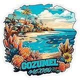 Cozumel Mexico Sticker 4 Inch City Travel Souvenir Destination - Waterproof Vinyl Decal for Laptop Water Bottle Car Tumbler - Durable Aesthetic Long-Lasting Stickers for Adults ID44990