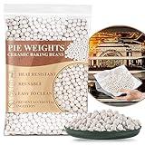 Sukh 1LB Pie Weights for Baking - Pie Crust Weights Ceramic Baking Beans for Reusable Natural Ceramic Stoneware Homemade Kitchen Must Have Round Household Steam Oven Stone