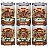 Keystone Meats All Natural Heat & Serve Ground Beef 14 Oz Fully Cooked Canned Meat 5-Year Shelf Life Ready to Eat, Pantry Staple for Everyday Meals & Survival Food, Gluten-Free, Made in USA, Pack of 6